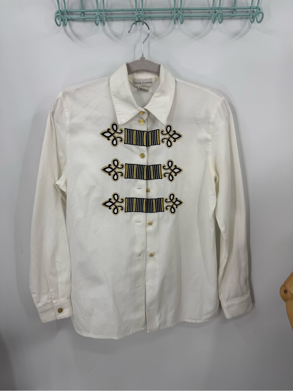 Casual corner, vintage, artsy military inspired, cotton  button-up shirt  6
